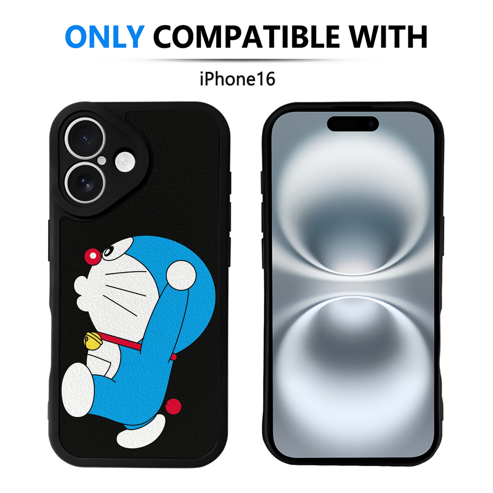 （画像用） ドラえもん Doraemon 【iPhone 16シリーズ対応】シリコンスマホケース（レザー調） 材質：シリコン